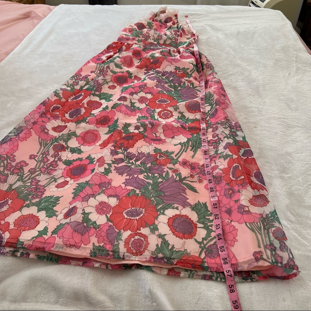 Vintage Pink Retro Floral Halter Maxi Dress - Picture 6 of 7